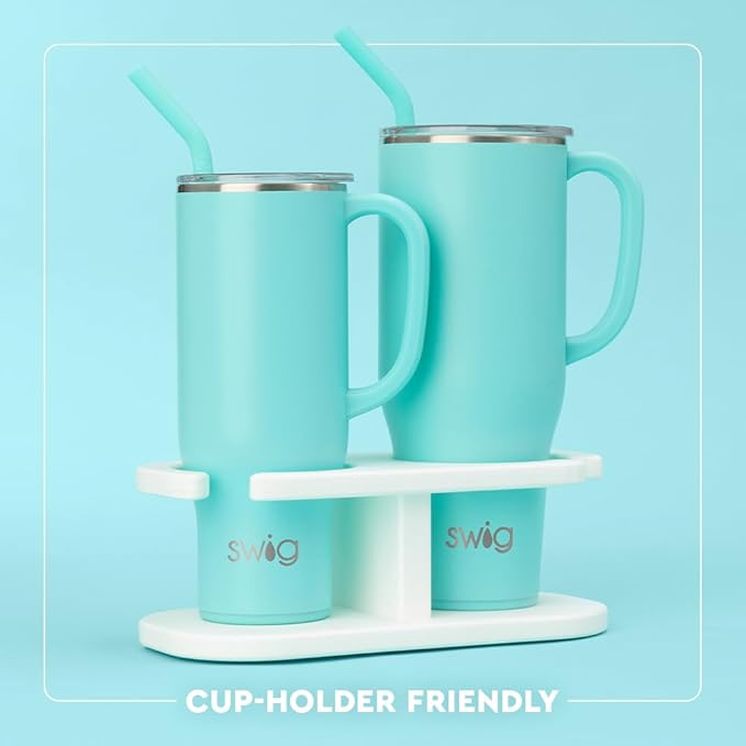 Swig Life 40oz Mega Mug, 40 oz Tumbler with Handle and Straw, Cup Holder Friendly, Dishwasher Safe, Extra Large Insulated Tumbler, Stainless Steel (Under the Sea)