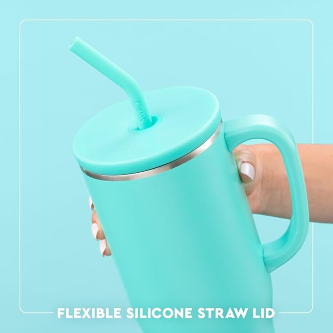 Swig Life 40oz Mega Mug, 40oz Tumbler with Handle and Straw, Extra Large Insulated Tumblers, Cup Holder Friendly Travel Mug (High Tide)