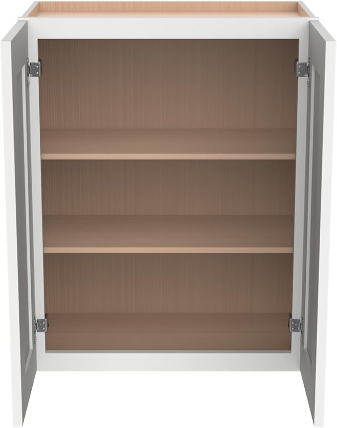 Wall-Mounted Cabinet – Solid Wood Shaker Style Medicine Cabinet with Adjustable Shelves & Soft-Close Doors for Bathroom, Kitchen, and Office Storage (Origami White, 30" W x 12" D x 30" H)