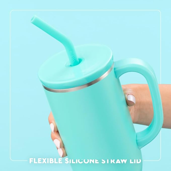 Swig Life 30oz Mega Mug, 30 oz Tumbler with Handle and Straw, Cup Holder Friendly, Dishwasher Safe, Stainless Steel Tumbler, Softball Gifts, Softball Water Bottle (Pitch Hit Run)
