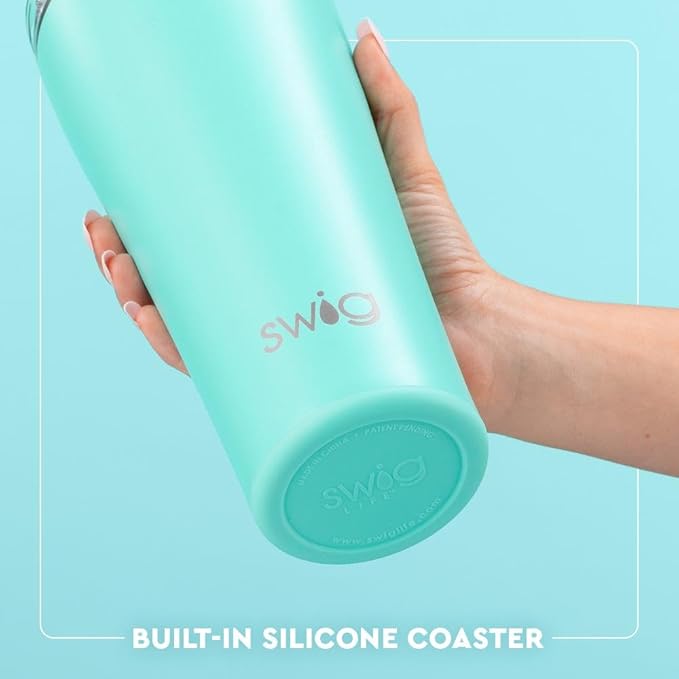 Swig Life 32oz Insulated Tumbler, Travel Coffee Tumbler with Lid, Cup Holder Friendly Travel Coffee Mug, Stainless Steel, 32 oz, Reusable Insulated Mug with Lid (Tacky Lights)