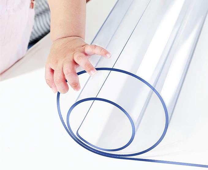 Wadrac Multisize Plastic Clear Table Cover Protector-1.5mm Thick 28x66 inch Non-Slip Waterproof PVC Tablecloths Desk Cover Sheet for End Dining Table Wooden Furniture Surface Topper Kids Paining Desk