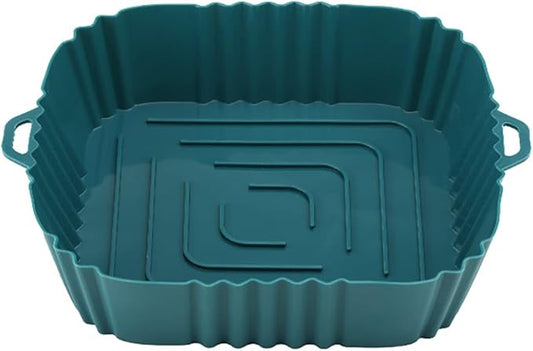 Silicone Baking Tray Reusable Air Fryer Liners Basket Nonstick Oven Baking Pan Multifunctional For Kitchen Gadgets 2Pcs Blue