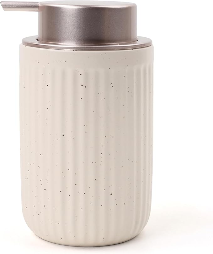 BosilunLife Dish Hand Soap Dispenser - Liquid Pump Soap Dispenser for Bathroom Decro Aprcot 12oz Ceramic Kitchen Dish Dispenser with Rust-Proof Liquid Pump Modern Refillable Lotion Bottles