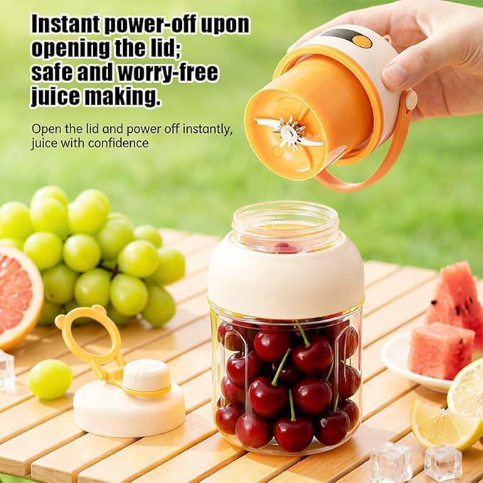 Portable Electric Juicer Cup with Zero Cord Hassle, 800-1200ML Personal Rechargeable Blender Portable for Shakes and Smoothies, with 36 Stainless Steel Blades, Straw and Two Lids (1200ML/42.33OZ)