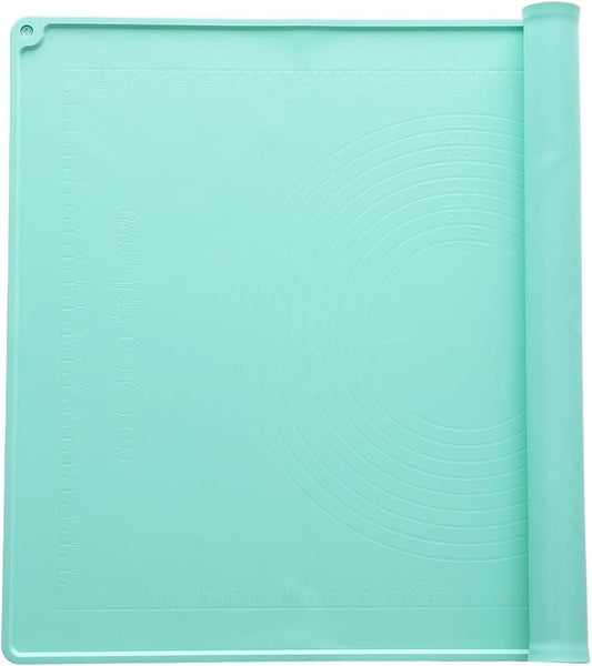 uxcell Silicone Pastry Mat, 27.5" x 19.7" Silicone Baking Mat with Measurements, Non-Stick Dough Rolling Mat for Making Pastry Cookies Bread Pizza Green