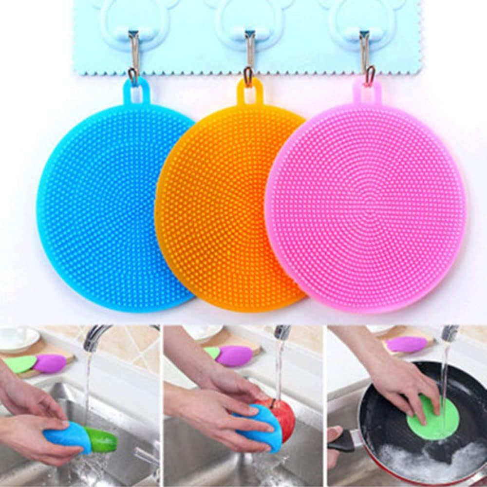 7 PCS Silicone Dish Scrubber, Kitchen Sponges, Silicone Sponge,Dish Brush, Dish sponges, Silicone Sponge Dish Sponges, Kitchen Sponge Double Sided Cleaning Sponges (yellow)