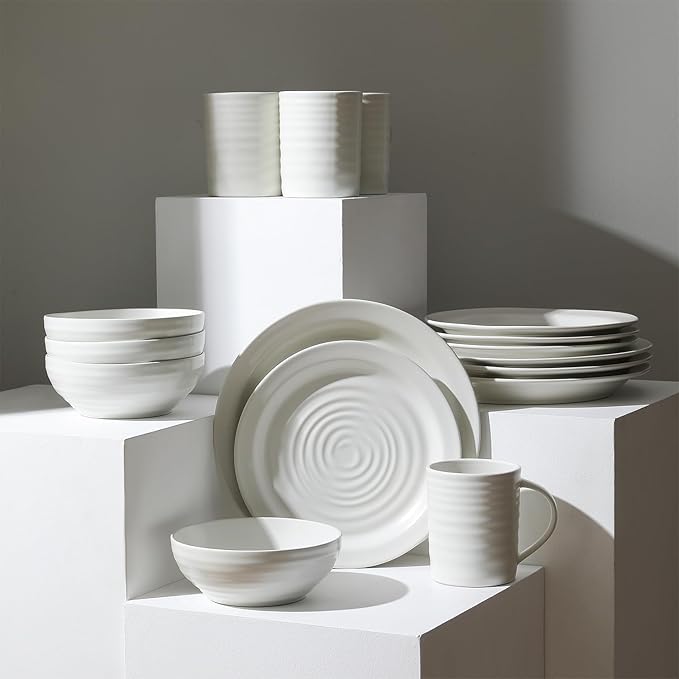 Stone Lain Orbit 12-Piece Dinnerware Set Stoneware, White