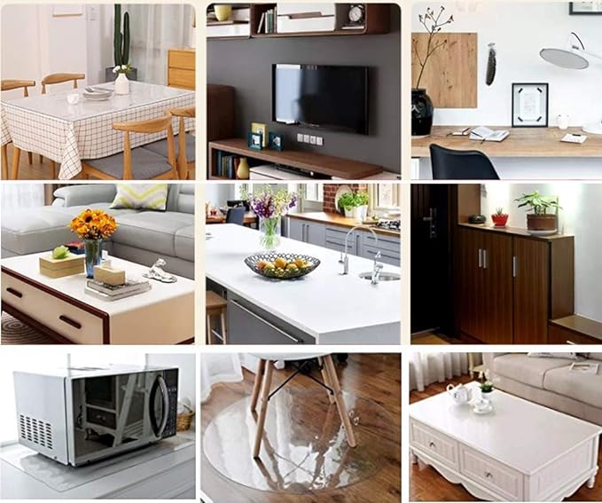 NECAUX Custom 44 x 68 Inch Frosted Table Cover Protector, 1.5mm Thick Plastic Waterproof Heavy Duty Desk Pad Mat Non-Slip Tablecloth Protector for Coffee Table, Dining Room Table, Conference Table