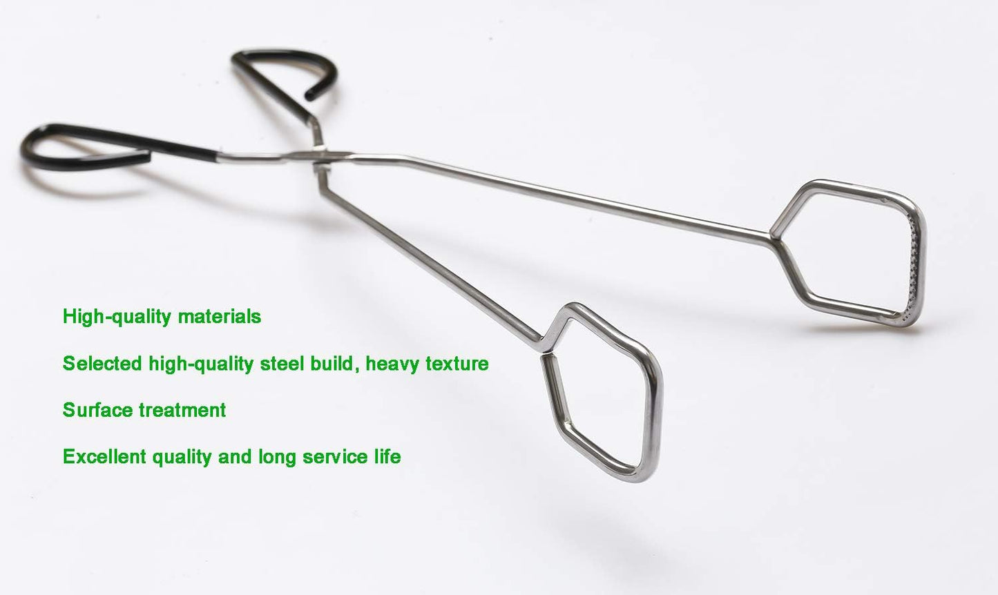 2Pcs 16 Inch Extra Long Stainless Steel Kitchen Scissor Tongs, Non-Slip Comfortable Red Grip, Heat Resistant for BBQ and Cooking