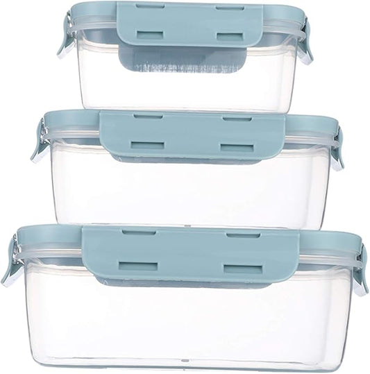 Food Storage with Airtight Lids - Meal and Lunch Containers - Stackable Microwave Safe (Blue)