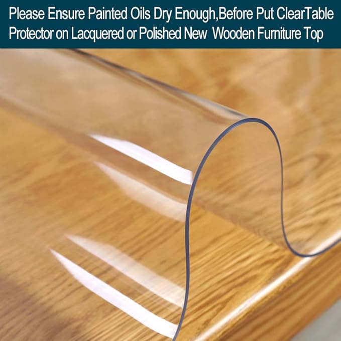 Wadrac Round Clear Table Cover Protector Mat Sofa Side Dining Coffee End Tabletop Protector Plastic Table Pad Vinyl PVC Wipeable Water Resistant Furniture Protective Pad Easy Clean Circle 24 Inch Dia