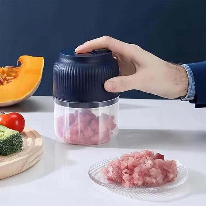 Electric Garlic Chopper, Mini Portable Veggie Cutter with 4/6 Stainless Steel Blades, Portable Wireless Rechargeable Mini Electric Garlic Food Chopper for Garlic, Onion, Chili, Nuts (2PCS-C,320ML)