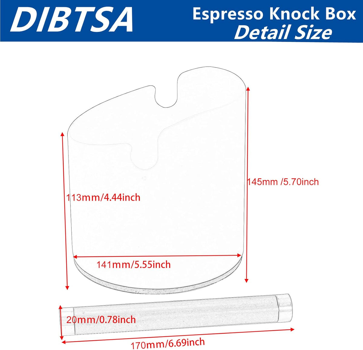 DIBTSA Coffee Knock Box, Espresso Knock Box Stainless Steel Espresso Machine Accessories with Removable Knock Bar and Non-Slip Base Coffee Grounds Container Bin, Large (White)