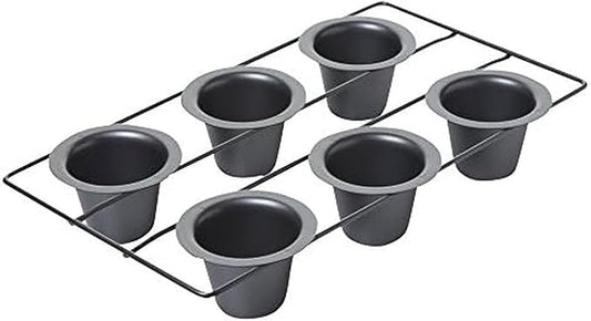Chicago Metallic 6-Cup Popover Pan, Heavyweight Aluminized Steel with Nonstick Coating, Ideal for Yorkshire Pudding, Muffins, and Popovers