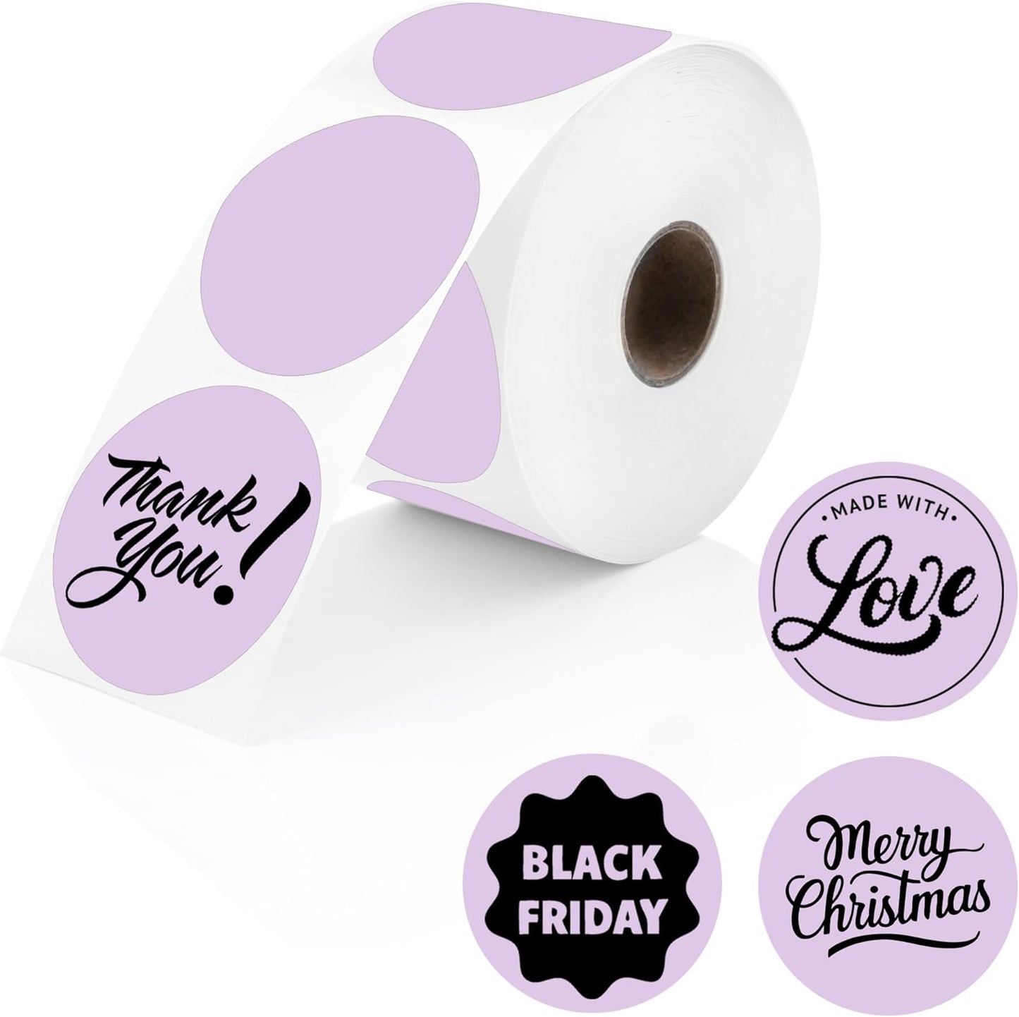 Perco Lavender 2-Inch Perforated Circle Dot Thermal Sticker Labels — 735 Stickers/Roll, Direct Thermal Printer Compatible—with Permanent Adhesive for Organizing, Color Coding, Bin Labeling—Made in USA