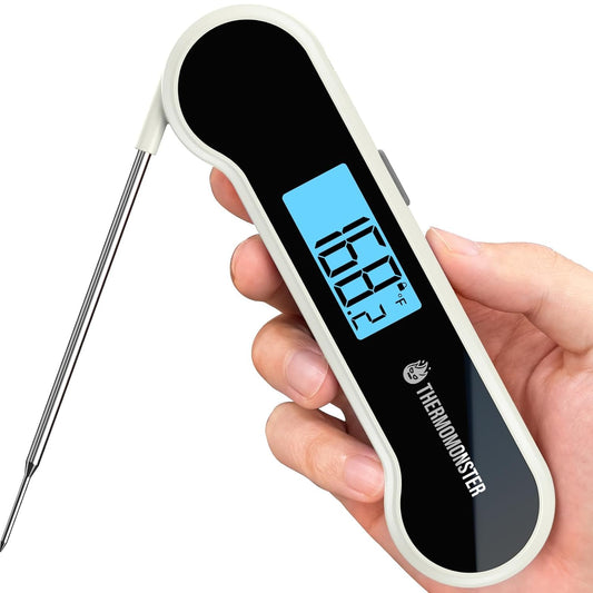 0.5 Sec Instant Read Meat Thermometer Digital with ±0.5℉ Precision, Food Thermometer for Cooking Kitchen Gadgets, Oven Grill Candy BBQ Essentials Accessories, Gifts for Him Dad Men Birthday, White