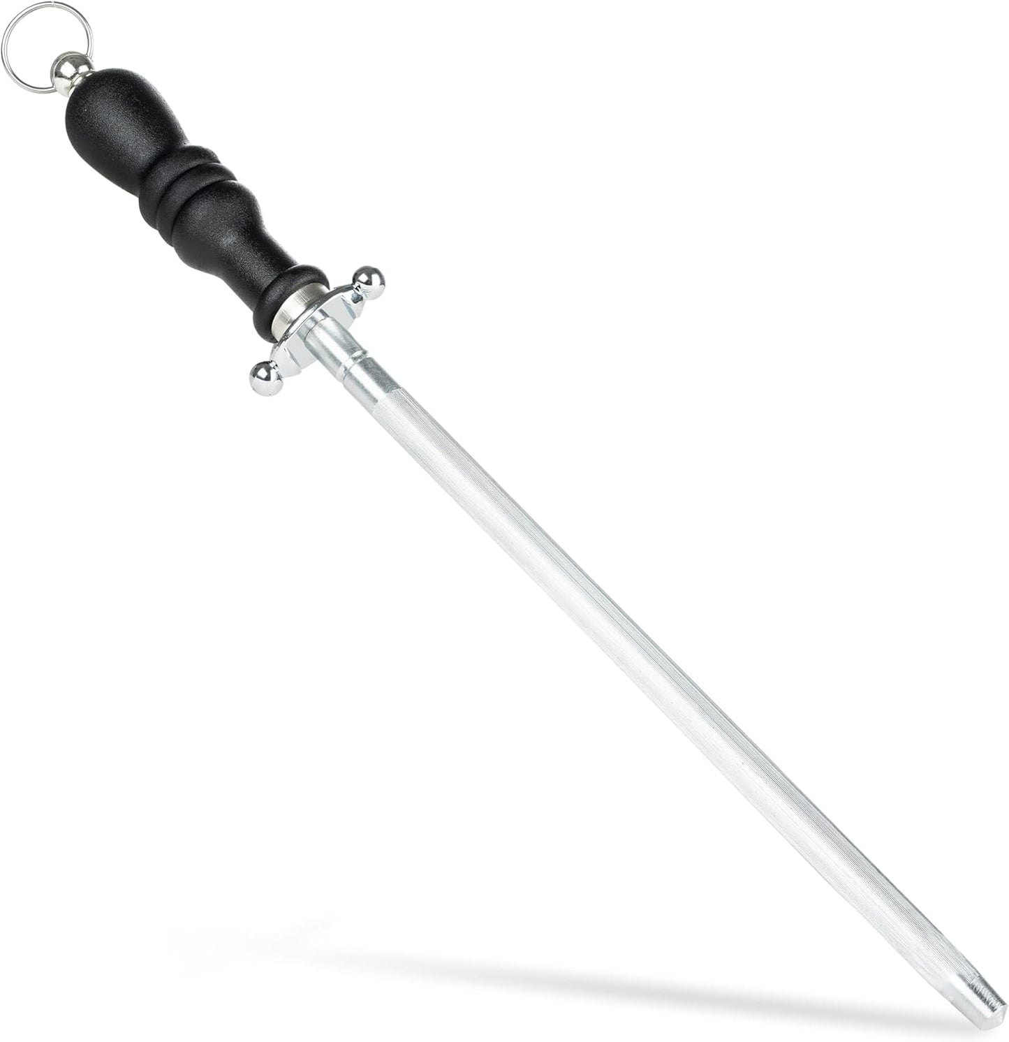 Knife Sharpener Rod, Kitchen Knives Sharpener Carbon Steel Professional Knife Sharpening Steel, Honing Rod with Hanging Holes (13 inches)