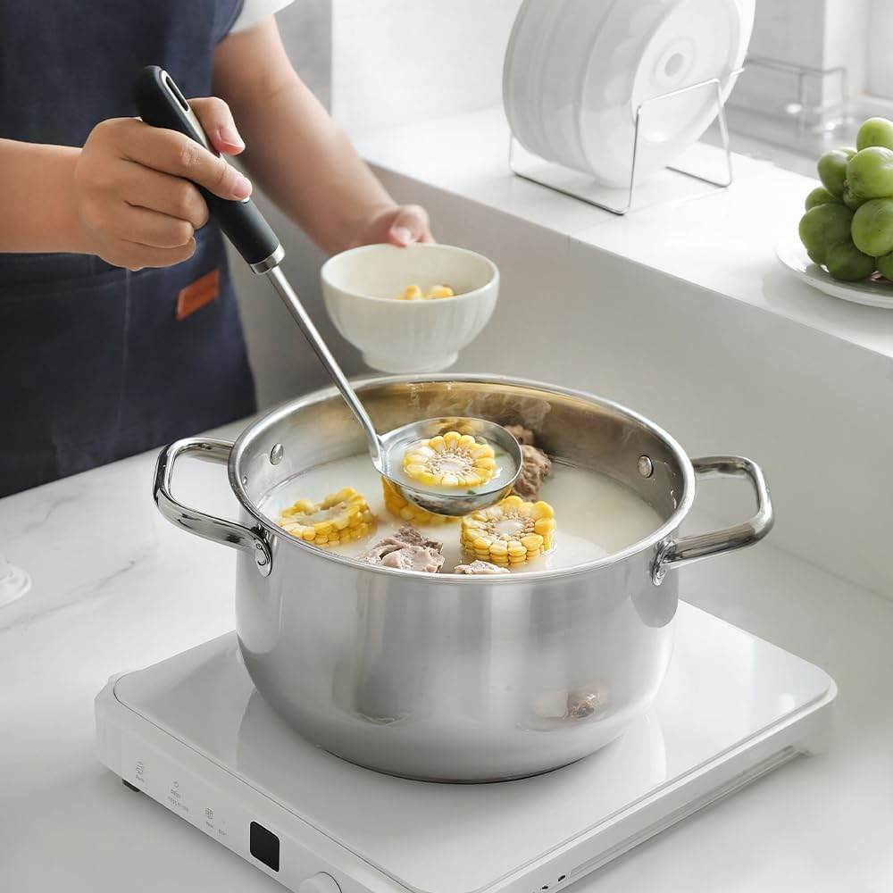 3-Piece,Stainless Steel Serving spoons set with Slotted Spoon-Serving Spoon and Perforated Spoon, soup ladle,kitchen cooking serving utensils set cooking spoon