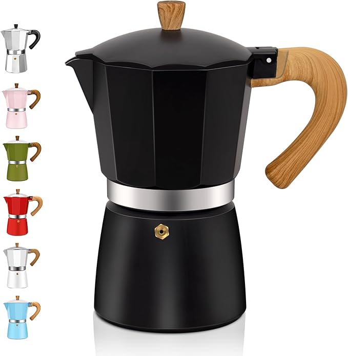3 Cup Aluminum Espresso Stovetop Moka Pot Express Coffee Maker Percolator Italian Classic Mocha Coffee Machine for Italian and Cuban Cafe Brewing for Home & Camping 150ml 5oz