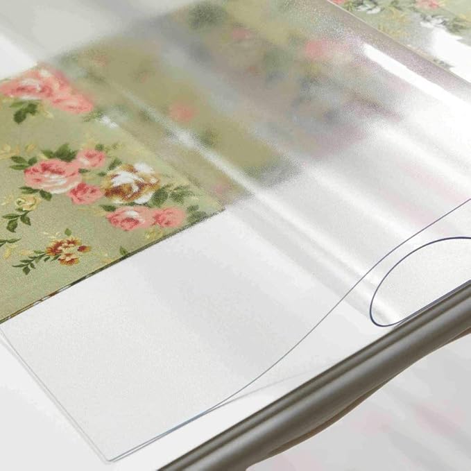 NECAUX Custom 24 x 66 Inch Frosted Table Cover Protector, 1.5mm Thick Plastic Waterproof Heavy Duty Desk Pad Mat Non-Slip Tablecloth Protector for Coffee Table, Sofa Table, Media Stand, Countertop