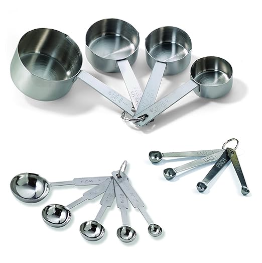 TableCraft Bakers Dozen Measuring Set Includes Measuring Spoons, Measuring Cups and Spice Spoons Silver