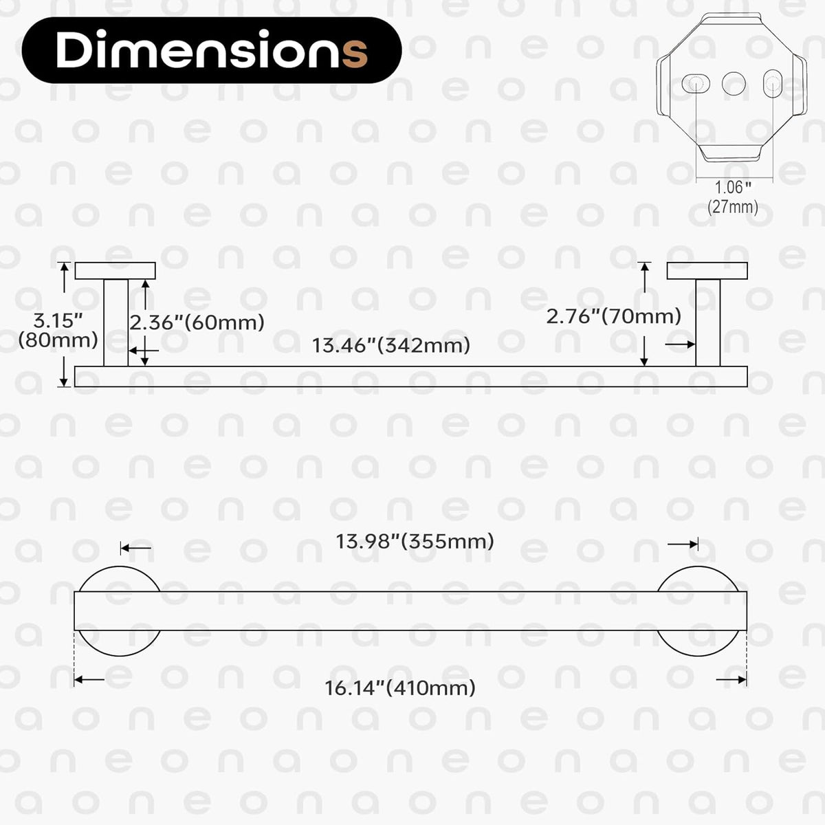 16 Inch Bathroom Towel Bar Bath Towel Rack Kitchen Towel Holder Towel Hanger Wall Mounted SUS304 Stainless Steel 2 Pack Brushed Nickel AN4001BR-L16-P2