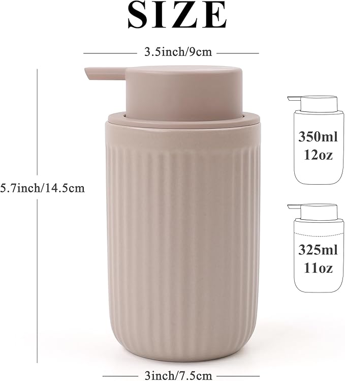 BosilunLife Foam Hand Soap Dispenser - Ceramic Foaming Soap Dispenser for Bathroom 12oz Refillable Liquid Lotion Soap Dispenser with Rust-Proof Foaming Pump for Countertop