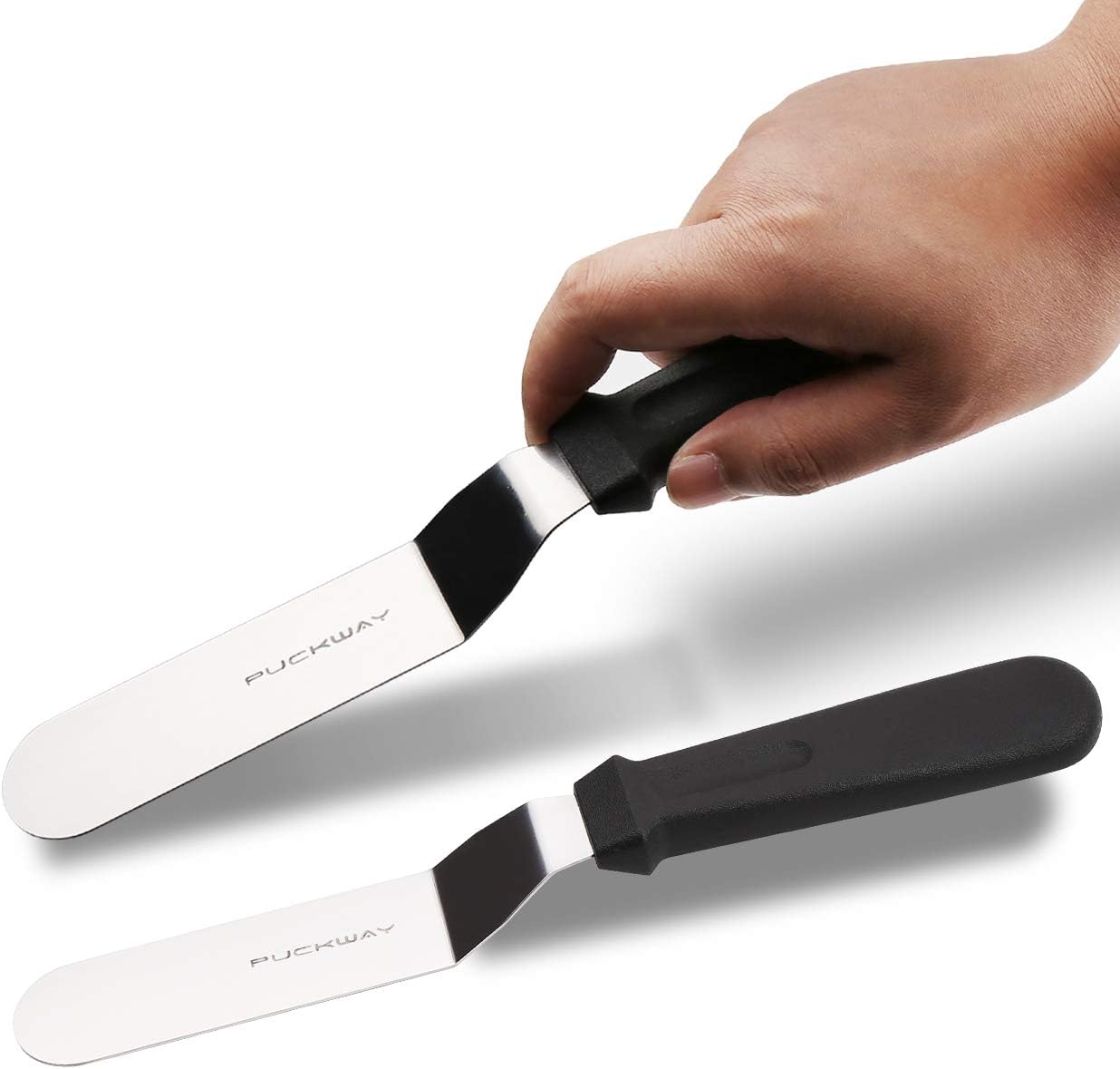 Offset Frosting Cake Knife set of 3 Black 6 8 & 10 Inch Angled Icing Spatula for Decorating