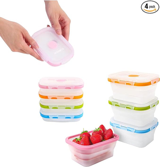 Small 12oz Collapsible Silicone Food Container (1.5 Cups) Compact Lunch, Snack & Leftover Storage BPA-Free, Leak-Resistant Lid, Microwave, Freezer & Dishwasher Safe, Space-Saving Portable Bento Box