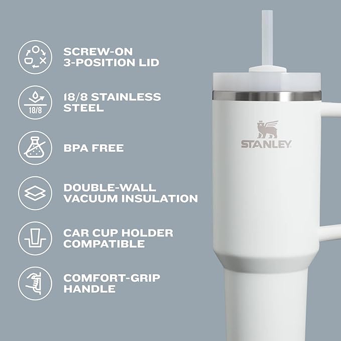 STANLEY Quencher H2.0 Tumbler with Handle and Straw 40 oz | Flowstate 3-Position Lid | Cup Holder Compatible for Travel | Insulated Stainless Steel Cup | BPA-Free | Cranberry