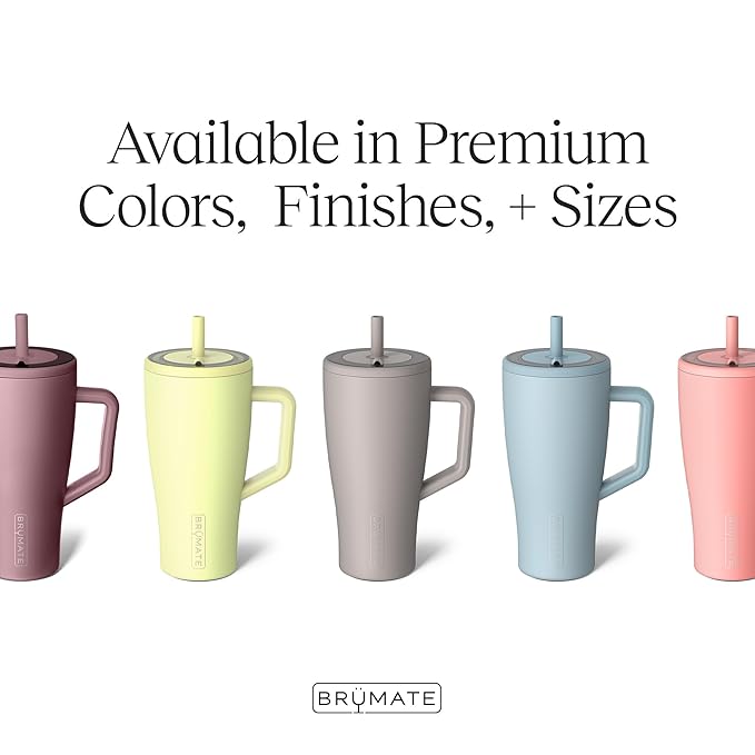 BrüMate Era 30 oz Tumbler with Handle and Straw | 100% Leakproof Insulated Water Bottle Tumbler with Lid and Flexible SoftSip Straw | Made of Stainless Steel | Cup Holder Friendly | 30oz (Neon Pink)