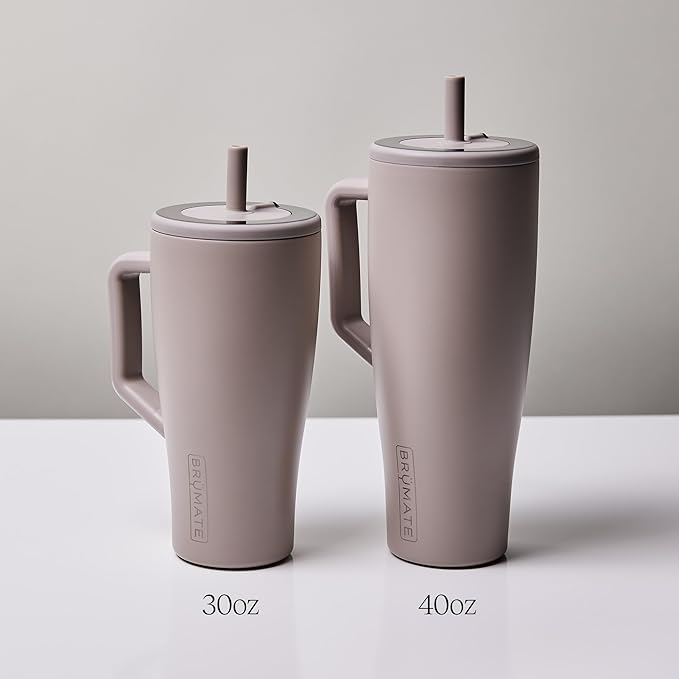 BrüMate Era 40 oz Tumbler with Handle and Straw | 100% Leakproof Insulated Water Bottle Tumbler with Lid and Flexible SoftSip Straw | Made of Stainless Steel | Cup Holder Friendly | 40oz (Rose Taupe)