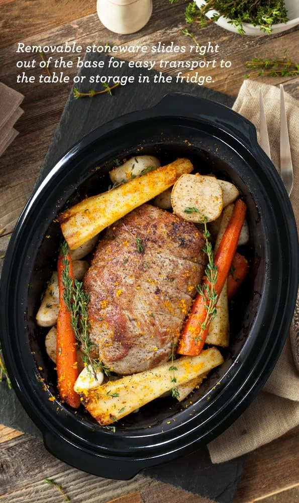 Elite Gourmet MST-900RXT# Electric Ceramic XL Jumbo Slow Cooker, Adjustable Temp, Entrees, Sauces, Stews & Dips, Dishwasher Safe Glass Lid & Crock, 8.5Qt, Stainless Steel