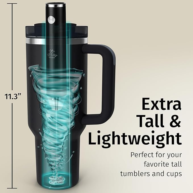 Zulay Kitchen Rechargeable Milk Frother Handheld Lux - Powerful 2-Speed Motor, Waterproof, 2000mAh Battery - Drink Mixer for Latte, Cappuccino, Matcha & Protein Powder - White Marble