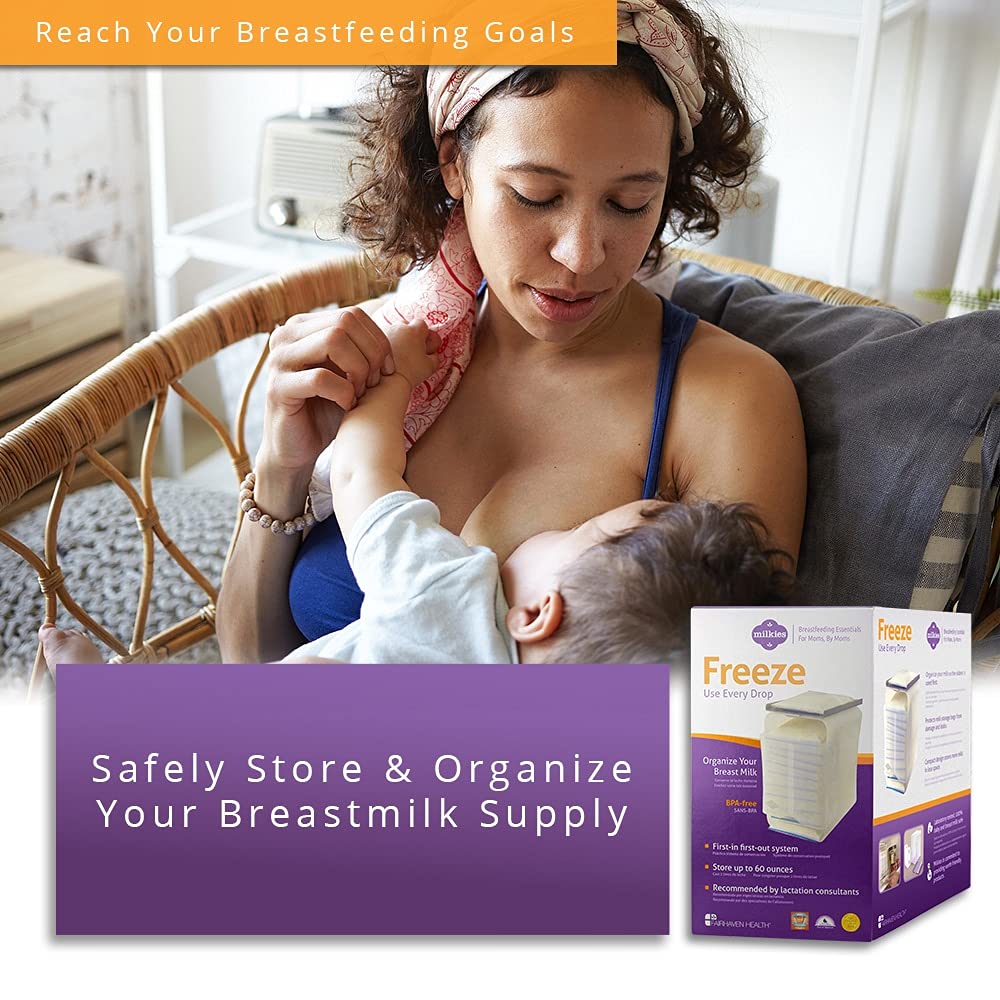 Fairhaven Health Milkies Freeze Organizer for Breast Milk Storage Bags Freezer | Breastmilk Storage Container Storing System for Freezing Breastmilk | Use with Standard Milk Bags