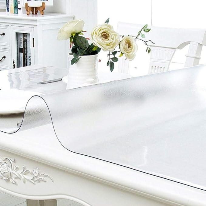 NECAUX Custom Multisize 1.5mm Thick Frosted PVC Table Cover Protector - 16 x 44 Inch Rectangular Plastic Table Cover Desk Pad Mat for Office & Computer Desk/Sofa Table/Media Stand