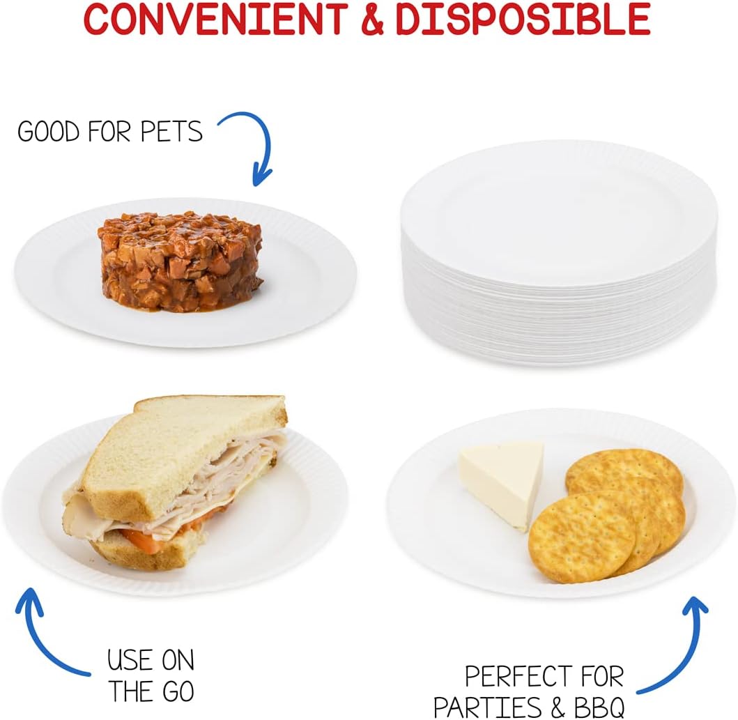 Hygloss Products 6" Uncoated White Paper Plates Bulk, 6 Inch, 1000 pack, Disposable Plates For Food, Dessert Or Crafts