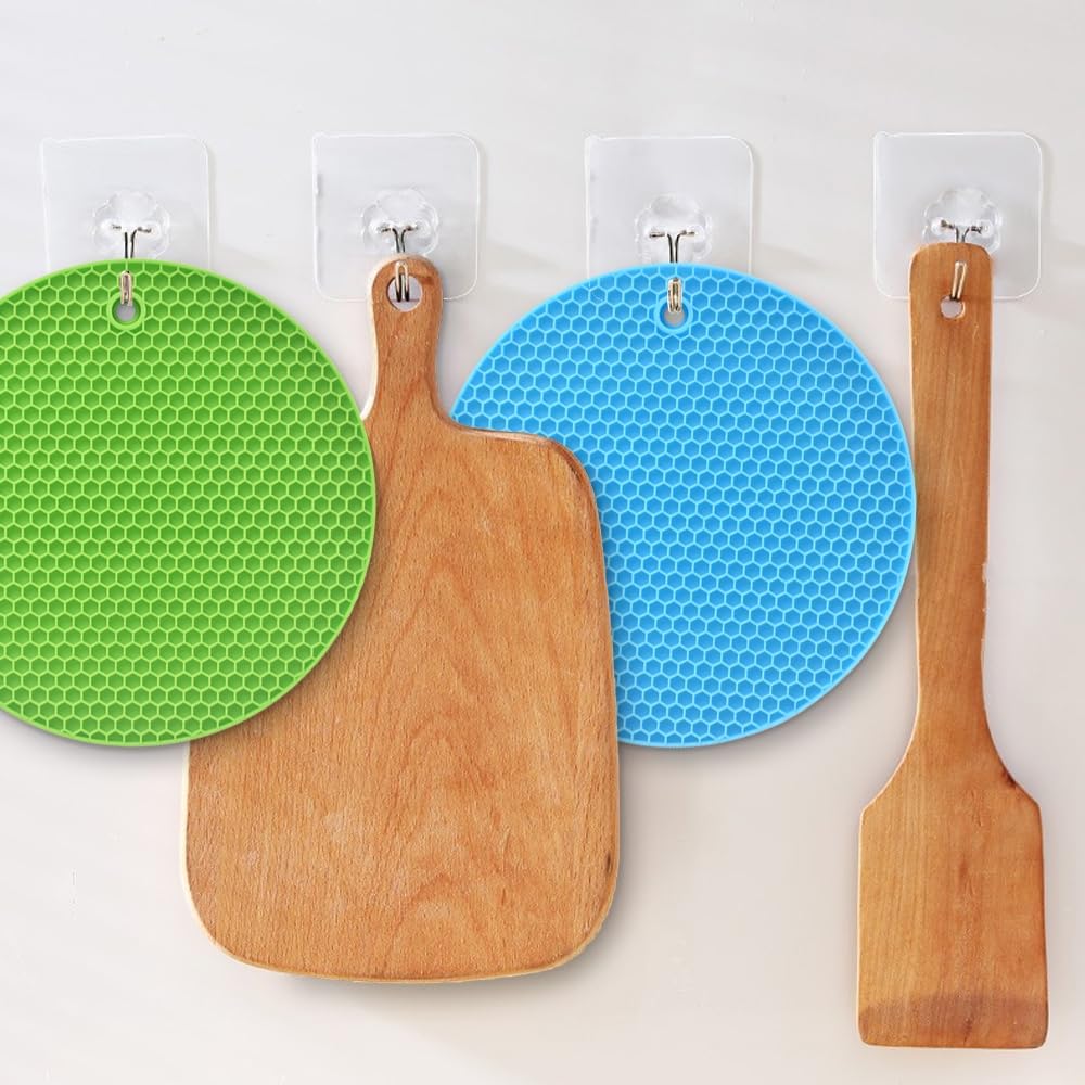 homEdge Silicone Trivets Mat, 6 Packs Multipurpose Non Slip Heat Resistant Pot Holder-Green