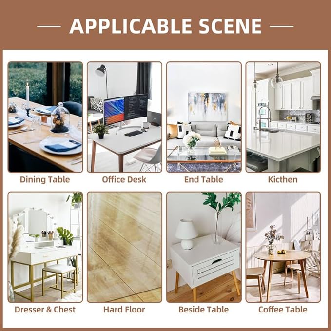 Warmstar Clear Table Cover Protector, 60 x 96 Inch, 1.5mm Thick PVC, Rectangle, Desk & Dining Table Protector Mat
