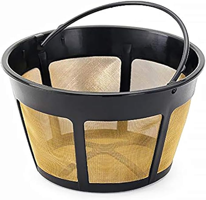 NRP 12-14cup Basket Permanent Coffee Filter Replacement for Filter Coffeemaker, Screen Bottom with Large Brew Section | Compatible for Kitchenaid & Many Coffeemakers