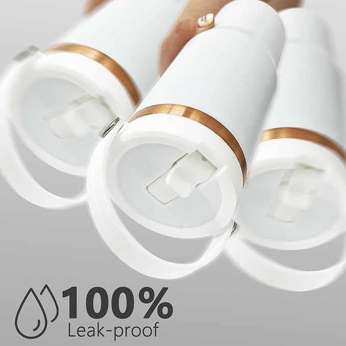 30 oz Tumbler Bulk with Handle and Straw, Vacuum Insulated Tumblers with Flip Straw and Top Handle, Leakproof Powder Coated Tumbler, Stainless Steel Travel Mug for Coffee Water (White, 4 Pack)