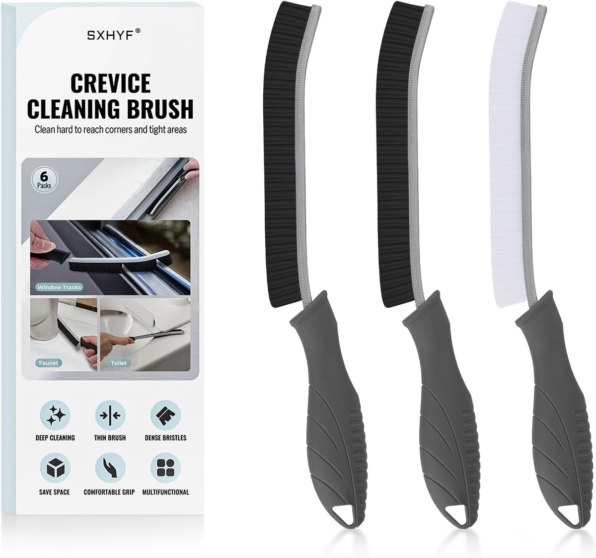SXhyf Crevice Cleaning Brush - Grout Scrub Brush, House Cleaning Supplies, Gap Cleaning Tools, Home Essentials, Gifts for Women Men, Hard Bristle Crevice Cleaner Brush for Household Use, Bathroom
