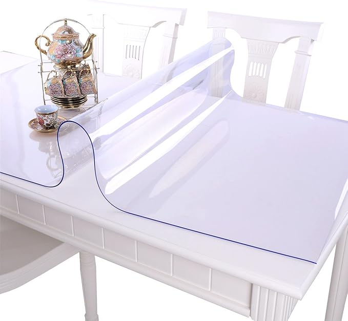 NECAUX Custom 28 x 83 Inch Clear Table Cover Protector, 1.5mm Thick Water Resistant Plastic Non-Slip Protective Table Pad Decorative Tablecloth for Meeting Table, Trainning Table, Conference Table