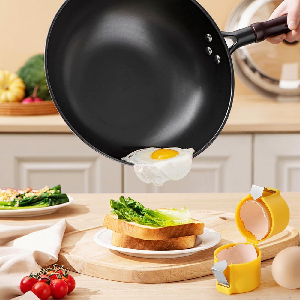 Stainless Steel Egg Shell Opener, 2025 New Egg Shell Cutter Egg Shell Separator for Raw Eggs Gadgets, Multifunctional Egg Cutter Egg Cracker Separator for Home Kitchen (Red)