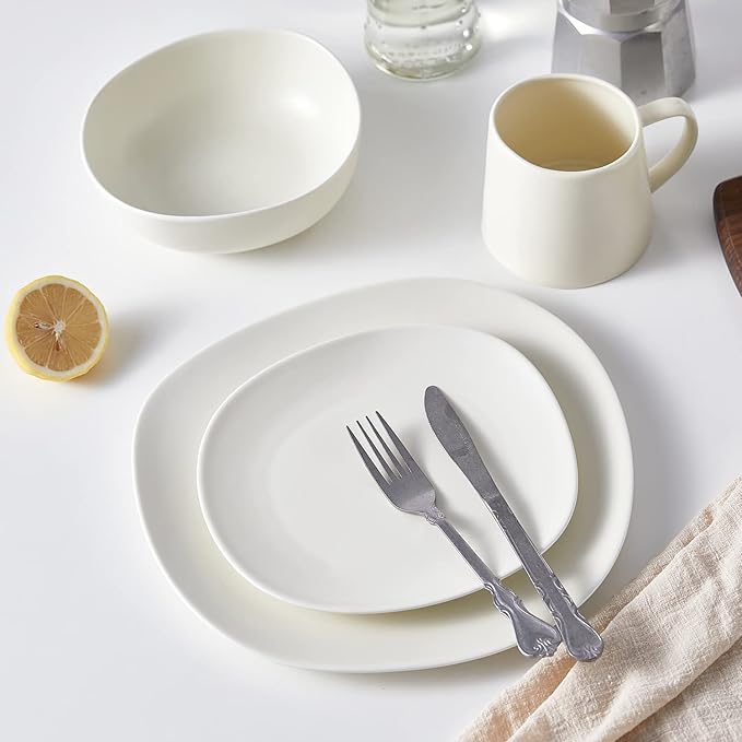 Stone lain Delilah Salad Plate 6-Piece Dish Set, Porcelain, Cream, 6 Salad Plates