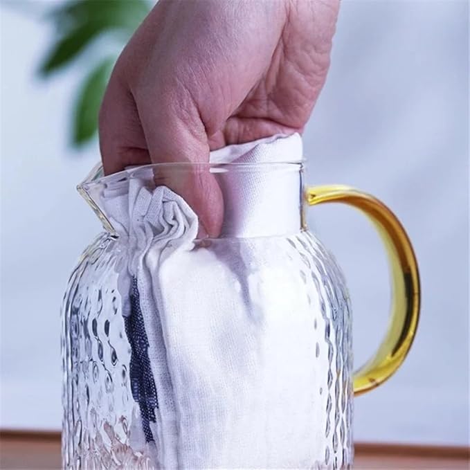 Cold kettle Glass Water Pitcher with Filter Lid and Pouring Spout Heat Resistant Glass Carafe for Hot Cold Beverages Homemade Ice Tea Bottle Water Pitcher Set for Hot/Cold Water(1.8L)