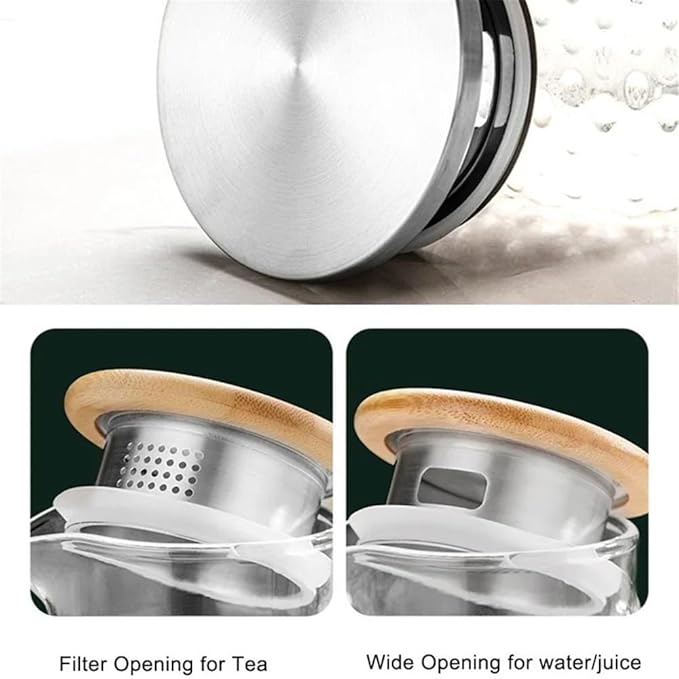 iced Tea Pitcher Glass Water Pitcher with Filter Lid and Pouring Spout Heat Resistant Glass Carafe for Hot Cold Beverages Homemade Ice Tea Bottle Juice Jug(1L)