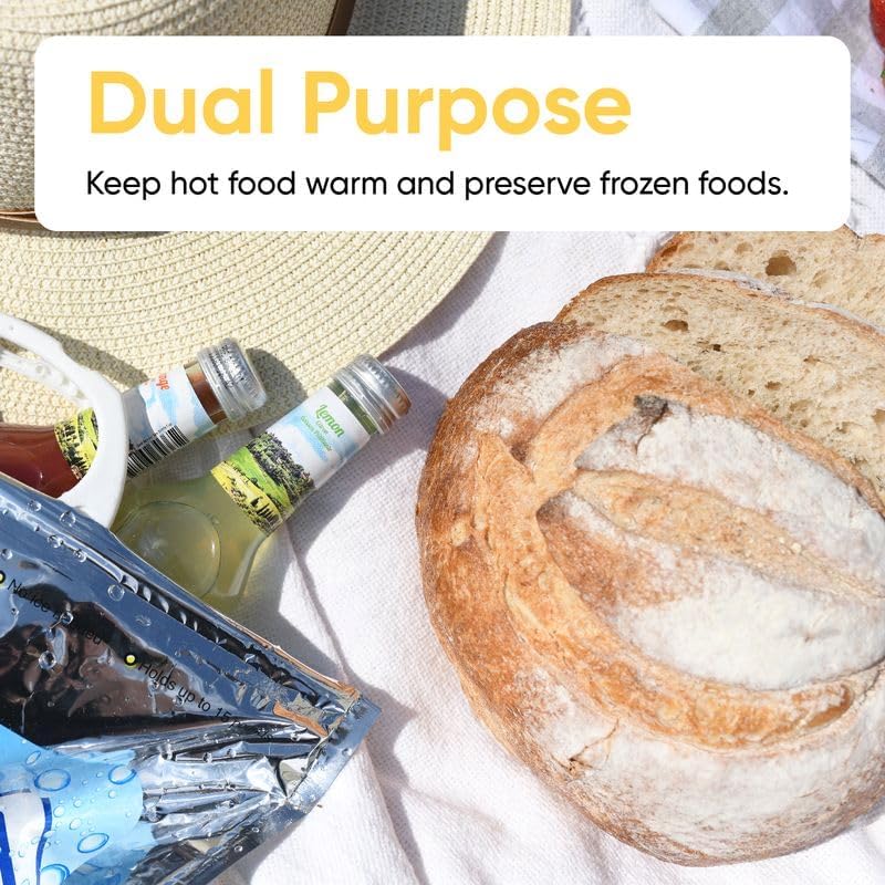 Superio Hot and Cold Insulated Bags for Food Delivery, Grocery Shopping Bags, Food Storage for Hot and Frozen Food for Travel, Disposable Cooler Bag, Reinforced Thermal Lunch Bag (10, 13"x5.5"x8.5")