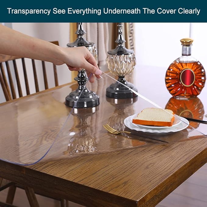 Small Office Desk Protector Mat Clear Table Protector Plastic Table Cloths PVC Night Stand Table Cover Mat Shelf Surface Protection Crystal Children Painting Cover Pad Transprent Rectangular 12x24"